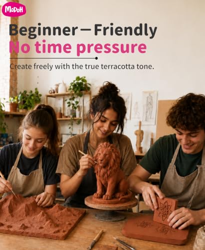 Plasticine Oil Based Modeling Clay, Non Hardening Reusable Clay, Non Toxic, Sulfur Free, No Bake, Non Drying Professional Plastilina Sculpting Clay (Terracotta, 2 Lbs) - color: Terracotta, size: 2 lbs
