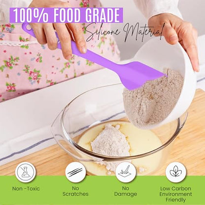 NEXTOP Silicone Spatula 8 Piece Set, Heat-Resistant Non-stick Rubber Spatulas Heat Resistant Seamless One Piece Design Non-Stick Flexible Scrapers Baking Mixing (11 Inches) - size: 11 Inches