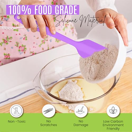NEXTOP Silicone Spatula 8 Piece Set, Heat-Resistant Non-stick Rubber Spatulas Heat Resistant Seamless One Piece Design Non-Stick Flexible Scrapers Baking Mixing (8.3" Inches) - size: 8.3 Inches