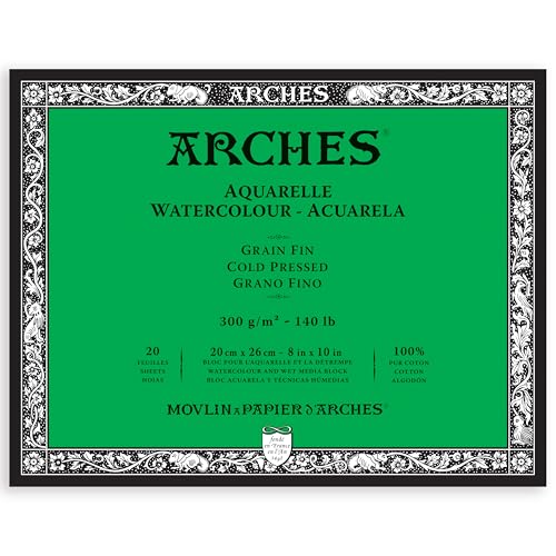 Arches Watercolor Paper Block, Cold Press, 8" x 10", 140 pound - size: 8"x10", style: Cold Press