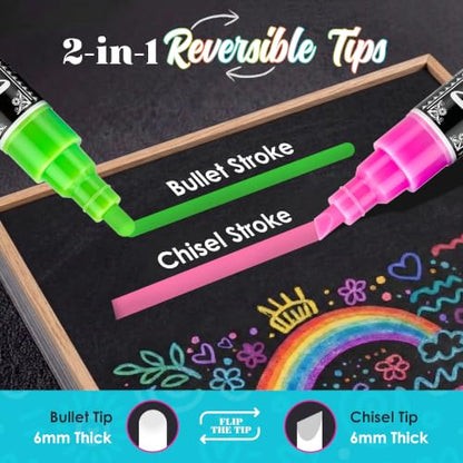 Loddie Doddie Chalk Markers, Liquid Chalk Pens, Reversible Tips, 24 Pack - size: 1 Count (Pack of 24)