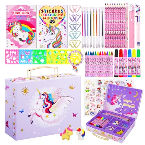 homicozy Art Supplies for Kids,66PCS Drawing Kits with Unicorn Storage Case for Girls Age 4-12,Coloring Art Case,Crayon,Colored Pencils,Coloring Book Sketch Book Drawing Stuff,Gift Toys for Girls 4 Up - color: Purple