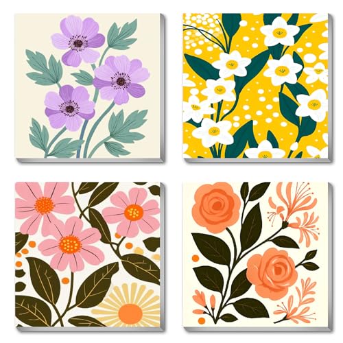 Canrichshop 4 Pack Adult Paint by Number Kits Beginner & All Ages 4-8-12 and More,Framed Flowers Painting by Numbers, DIY Paint by Numbers for Adults for Decor Present 8X 8 inch - color: BKH1713+BKH1714+BKH1715+BKH1716