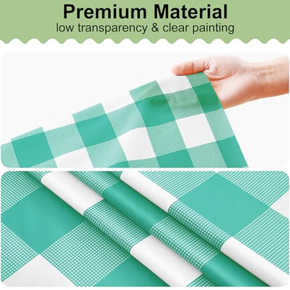 misaya 4 Packs 54 x 78 Inch Buffalo Disposable Table Cloth, Waterproof Plastic Tablecloth, Rectangle Teal and White Checkered Table Covers for Picnic, Birthday, Party, Back to School - color: Teal and White, size: 54" X 78"