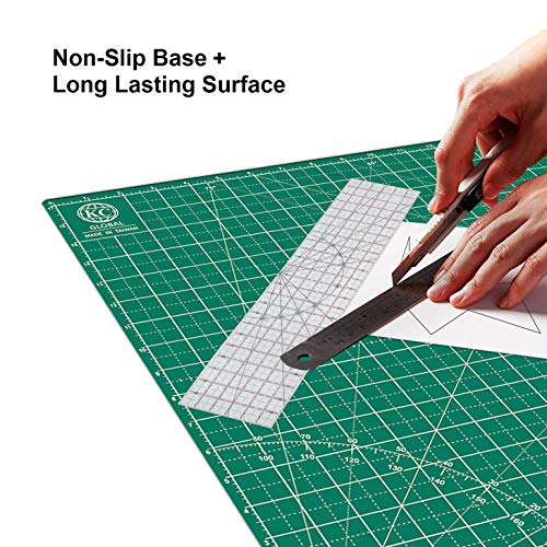 KC GLOBAL A2 (24"x18") Self-Healing Cutting Mat (Dark Green) - Sturdy, Reversible, Eco-Friendly, Non-Slip. Premium Desk Mat for Crafters, Quilters, and Hobbyist - color: Dark Green, size: 24"L x 18"W