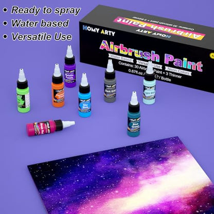 HOMY ARTY Airbrush Paint - 30 Colors with 3 Thinner - color: 30 Colors with 3 Thinner