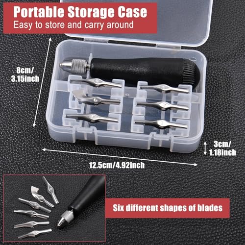 Linoleum Cutter Kit Assortment Craft Linoleum Cutter Kit Linocut Carving Tools Rubber Block Stamp Carving Block Stamp Making Includes Plastic Storage Handle and 5 Blades