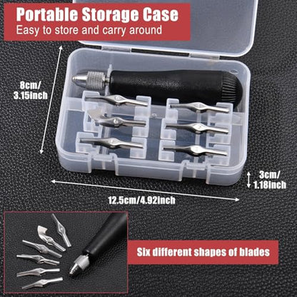 Linoleum Cutter Kit Assortment Craft Linoleum Cutter Kit Linocut Carving Tools Rubber Block Stamp Carving Block Stamp Making Includes Plastic Storage Handle and 5 Blades