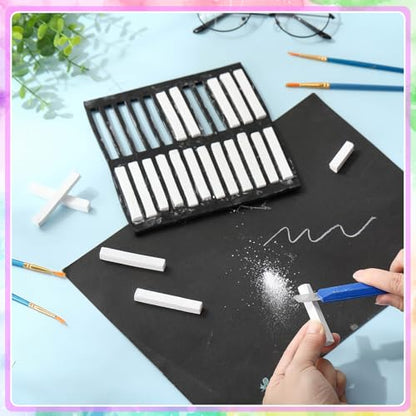 Watersay 24 Pcs Soft Pastel Drawing Chalk Set Square Sketch Chalk Non-toxic Artist Pastel Sticks for Professional Artists and Art Lovers(60 x 8 x 8 mm,White) - color: White, size: 1 Count (Pack of 24)