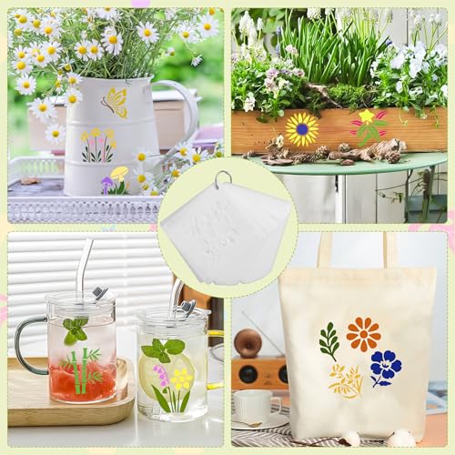 100Pcs Flower Stencils 3Inch Large Floral Leaf Stencils for Crafts Painting | Reusable Stencils,Wildflower Butterfly Stencil,Floral Stencil,Drawing Templates,Scrapbook,Classroom,Projects,Wood,Sign,Wall - size: 3 Inch