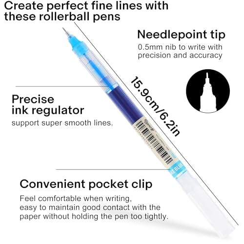 Liquid Ink Rollerball Gel Pens, 0.5mm Extra Fine Point Tip, 24ct Assorted Colors, Smooth Writing No Smear No Bleed, Vibrant for Journaling, Drawing, Sketching, School Notes & Art Supplies - color: 24pcs Assorted Color