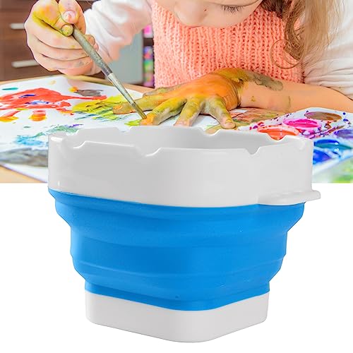 Paint Brush Washer,Collapsible Portable Silicone Paint Brush Washing Bucket Painting Brush Cleaning Water Cup Paint Brush Basin Cleaner for Acrylic Watercolor Painting (Blue) - color: Blue