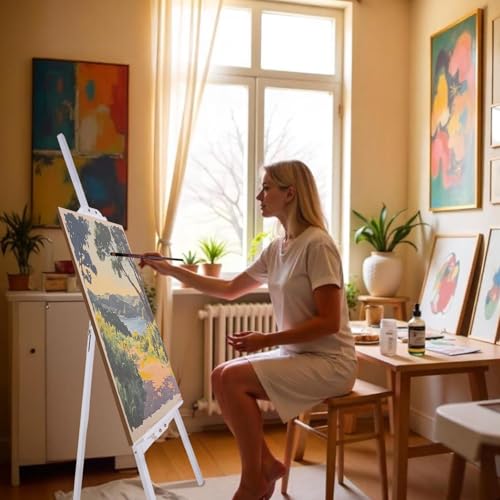 Adjustable Wooden Easel Stand for Painting&Display, White | Folding Art Easel for Display, Drawing, Wedding Sign and Poster, Suitable for Kids and Adults, Holds Up to 42" - style: White -1 Pack