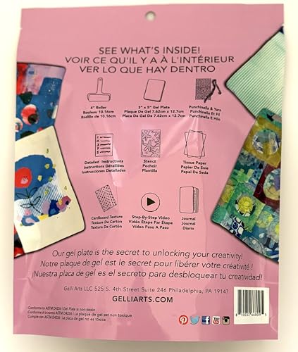 Gelli Arts Journal Kit - All-in-One Printing Kit with 3x5 Gel Plate, Roller, Mini Journal & Mixed Media Supplies, Art Set for DIY Crafts, Handmade Projects for Kids or Adults - color: Journal Kit