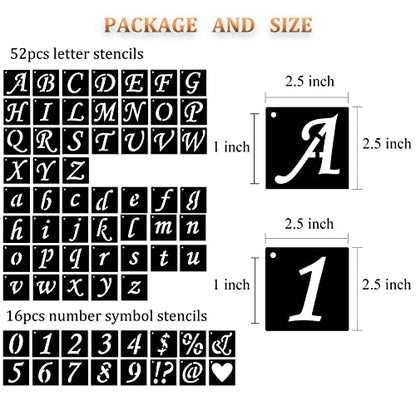 Eage Alphabet Letter Stencils 1 inch, 68 Pcs Reusable Plastic Letter Number Symbol Stencil Kit for Painting on Wood, Wall, Fabric, Rock, Chalkboard, Signage
