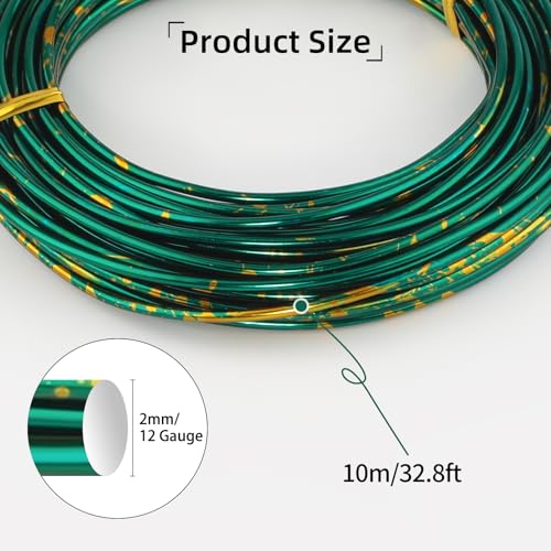 12 Gauge Aluminum Craft Wire for Jewelry Making, 32.8FT Bendable Metal Wirefor Bonsai Armature(Green Gold) - color: Green Gold