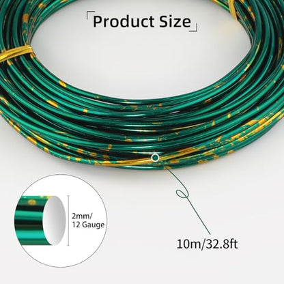 12 Gauge Aluminum Craft Wire for Jewelry Making, 32.8FT Bendable Metal Wirefor Bonsai Armature(Green Gold) - color: Green Gold