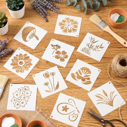 100 Pcs Small Stencils for Crafts, 2 Inch Reusable Cute Stencils for Painting on Wood DIY Craft for Drawing Templates Wall Home Decor Canvas Fabric (Flowers) - style: Flowers