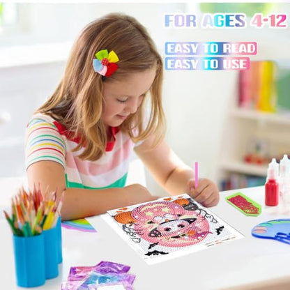 Cat Diamond Art Painting Kits for Kids with Frame Ages 4-8-12 (7x7 inch) - color: CC1208