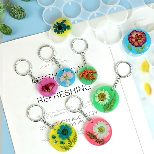 Resin Keychain Molds with Hole, Set of Round Keychain Casting Molds - color: Round Resin Pandant Molds