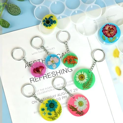 Resin Keychain Molds with Hole, Set of Round Keychain Casting Molds - color: Round Resin Pandant Molds