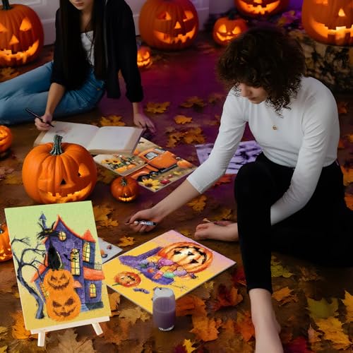 Sherr 12 Pcs Pre Drawn Canvas for Adults,Halloween,8 x 10 Inch - size: 8 x 10 Inch, style: Halloween