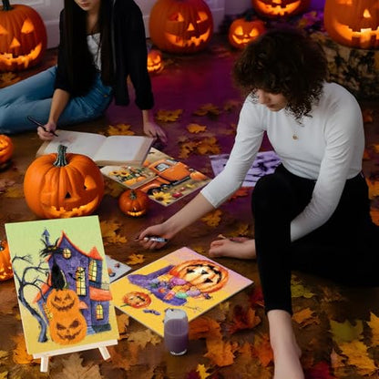 Sherr 12 Pcs Pre Drawn Canvas for Adults,Halloween,8 x 10 Inch - size: 8 x 10 Inch, style: Halloween