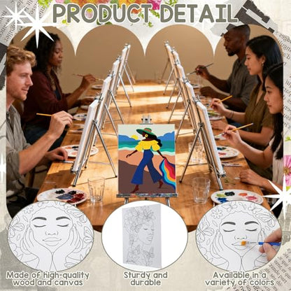 Harloon 36 Pcs 8 x 10 Inch Pre Drawn Canvas for Painting Afro Flower Butterfly Queen Pre Stretched Canvas Painting for Adults Outline for Sip and Paint Party Supplies Favor - style: Flower Queen
