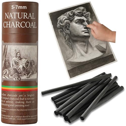 25 PCS Willow Charcoal Sticks, Ideal for Artists, Beginners, Students, Perfect for Sketching, Drawing, Shading, and Fine Art, 5.7 Inches Long, 2-4,4-5,5-7,7-9 (5-7) - style: 5-7