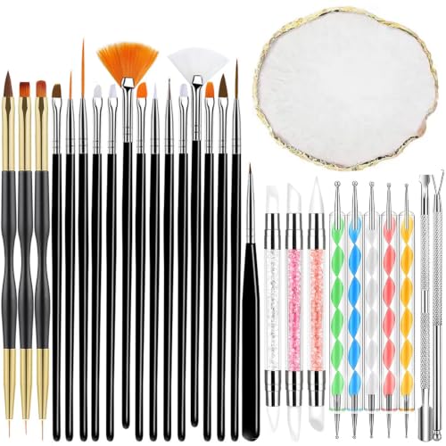 29Pcs Nail Art Brushes Tools Set Dotting Tools for Gel Polish - color: Multicolor (29Pcs)
