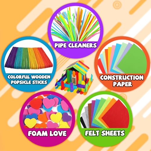 DOITEM Pipe Cleaners Craft Supplies, Arts and Crafts Supplies Including Pipe Cleaner Wiggle Googly Eyes Pom Poms Feathers Sticks Sequins for Kids Over 8 Years Old - color: 1800+