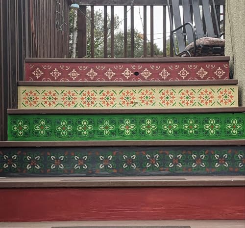 Talavera Stencil Mexican Stencils for Painting 4"x4" | Tile Stencil Folk Art Stencils for Painting on Furniture Wall Stairs Fabric DIY Crafts Decor - style: Tile 25P/4IN