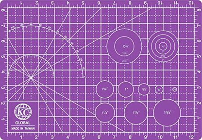 KC GLOBAL A4 (13"x9") Professional Grade Self-Healing Double-Sided PVC Cutting Mat (Purple) - Odor-Free, Eco-Friendly, Non-Slip, Premium Desk Mat for DIY, Crafting, Model Building and Art Projects - size: 13"L x 9"W
