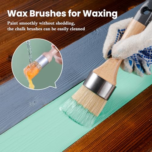 Mister Rui Chalk Wax Paint Brush, 5pcs, Wax Brushes for Waxing and Stencil | Natural Bristles Large Paint Brushes for All in One Paint, Ideal for DIY Home Decor, Art Crafts - size: 5PCS, 1 Large, 1 Medium, 3 Small