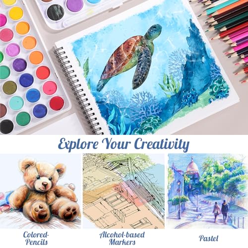 135lb/200gsm Marker Paper Pad, 8.3×8.9in Double Sided Bleedproof Sketch Pad, 30 Sheets Art Paper Spiral Sketchbook, Smooth Painting Coloring Alcohol Marker Paper for DIY, Gift | Acid-Free Smooth Paper, Bleed-Resistant, Spiral Bound with Tear Line, Lays Fl