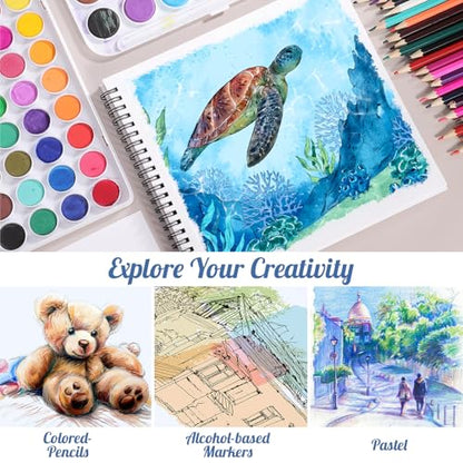 135lb/200gsm Marker Paper Pad, 8.3×8.9in Double Sided Bleedproof Sketch Pad, 30 Sheets Art Paper Spiral Sketchbook, Smooth Painting Coloring Alcohol Marker Paper for DIY, Gift | Acid-Free Smooth Paper, Bleed-Resistant, Spiral Bound with Tear Line, Lays Fl
