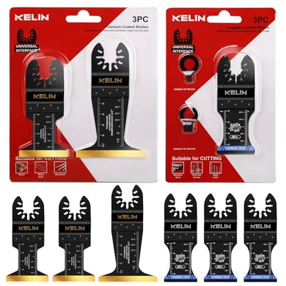 KELIN 6 PCS Carbide Titanium Oscillating Blade,Universal Multitool Blades - size: 6 PCS (Carbide + Titanium)
