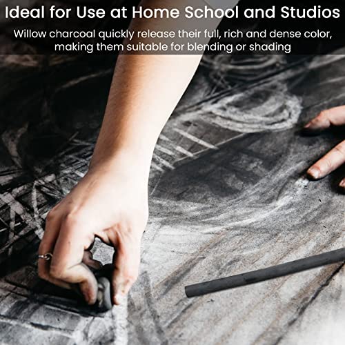 Willow Charcoal Sticks, Natural Willow Charcoal for Artists, Beginners or Kids of All Skill Levels, Great for Sketching, Drawing and Shading, Approx 5-7mm in Diameter, Pack of 25