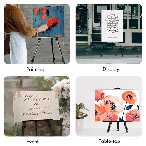 Artify Easel Stand for Sign, Adjustable Double-Tier Portable Art Easel Stand, Height Adjustable from 22-66 Inches, Tripod Display Easel for Painting and Sign, Includes Carrying Bag, 66 Inches, Black - style: 66''B, 1-pack