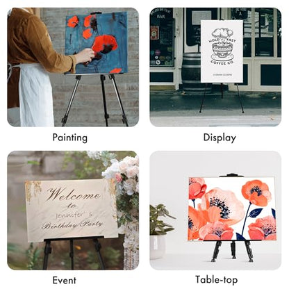 Artify Easel Stand for Sign, Adjustable Double-Tier Portable Art Easel Stand, Height Adjustable from 22-66 Inches, Tripod Display Easel for Painting and Sign, Includes Carrying Bag, 66 Inches, Black - style: 66''B, 1-pack