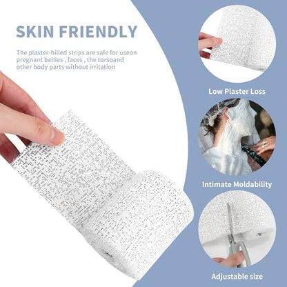 12 Rolls Plaster Strips Plaster Gauze Bandages Blank Cloth Wrap Rolls for DIY Hobby Crafts, Belly Cast, Body Molds, Mask Making, Scenery Art (3 x 106 Inches)