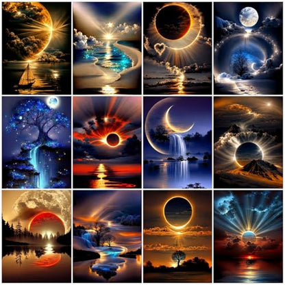 12 Pack Sunset Diamond Art Kits for Adults,5D Diamond Painting Sets - color: KM469-KM480-1