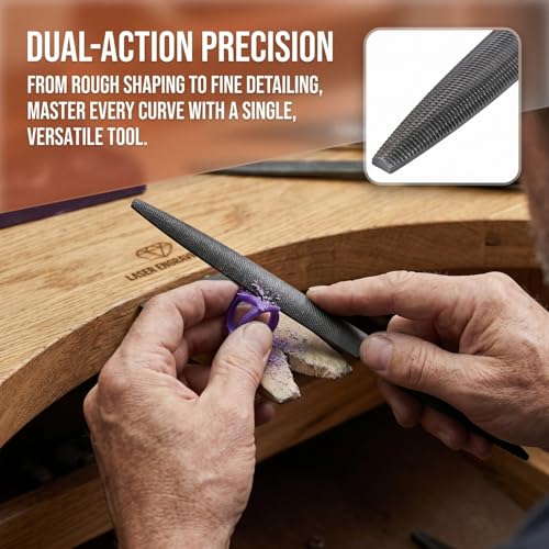 VILLCASE 8 inch File Wax Carve Tools, Double Ended Wax File Tool for Carving and Filing, Half Round Flat and Half Round Design