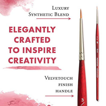 Princeton Velvetouch, Series 3950, Paint Brush for Acrylic, Oil and Watercolor, Round, 3/0 - size: Size 3/0 inch