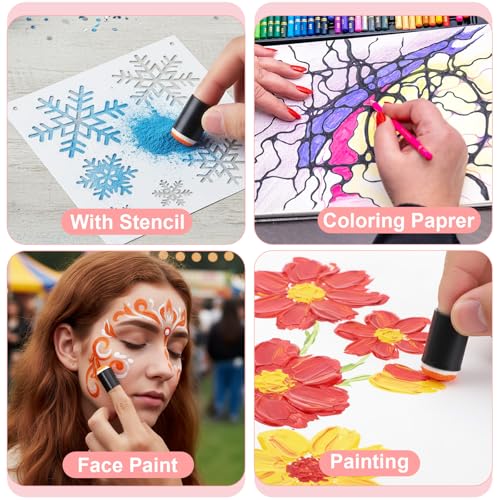JJUNW 30 Pcs Finger Sponge Daubers Set, Face Paint Sponges Drawing Project Finger Painting Sponge, Paint Sponges for Card Making, Painting, Stamping, Ink