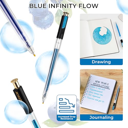 Blue Retractable Glitter Gel Pens, 12 PCS Large Capacity Metallic Ink Pen - color: 12 Blue