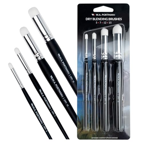 WA Portman Blending Brush Set, 4pc Detail Dry Brush for Miniature Painting - color: Blending