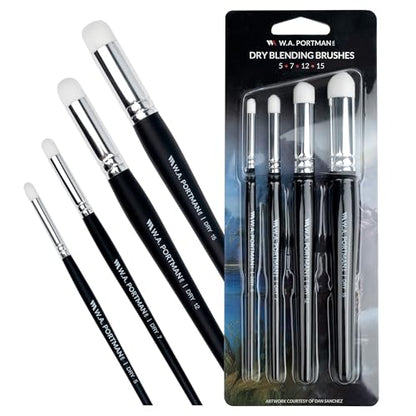 WA Portman Blending Brush Set, 4pc Detail Dry Brush for Miniature Painting - color: Blending