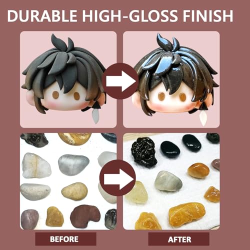 3 Pack Air Dry Clay Glaze Kit with 2 Brushes and Dishes, Acrylic Varnish, Waterproof Acrylic Sealant for Clay, Ceramic, Plaster, Wood, Provides a Long-Lasting, Glossy Finish