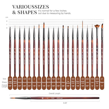 Golden Maple Fine Miniature Paint Brushes – Professional Micro Detail Brush Set for Models, Tabletop Gaming & Fine Art – Portable Travel Case, Acrylic/Watercolor/Oil - color: Brown